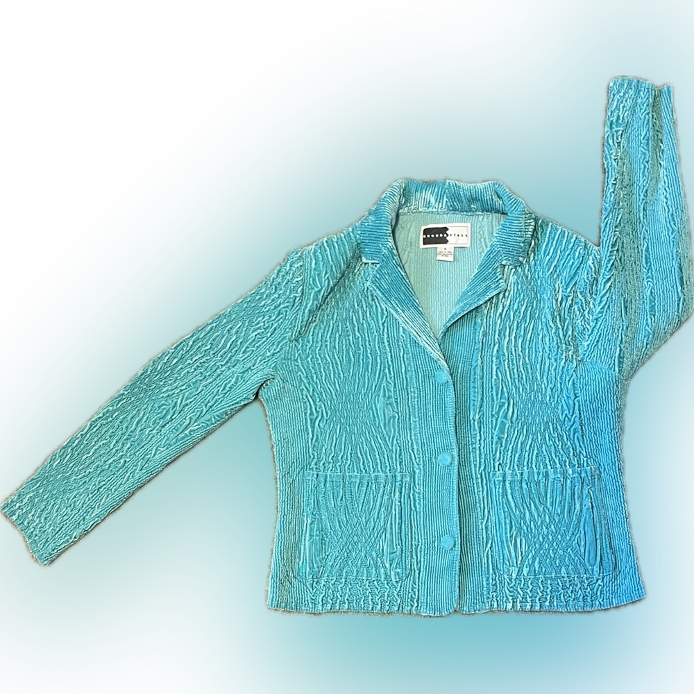 Rhonda Stark Crinkle Textured Blazer in Seafoam size M - Picture 5 of 11